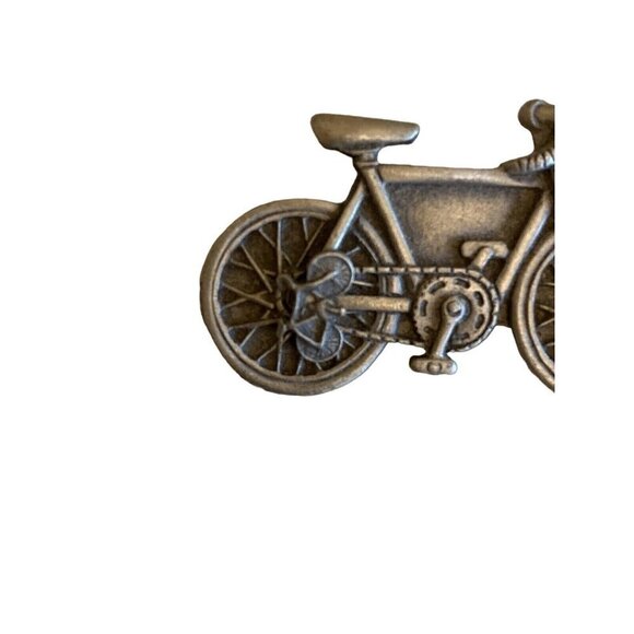 Vintage Ms. Dee Pewter tone Bicycle Bike Brooch Pin Earrings Set - Picture 2 of 6